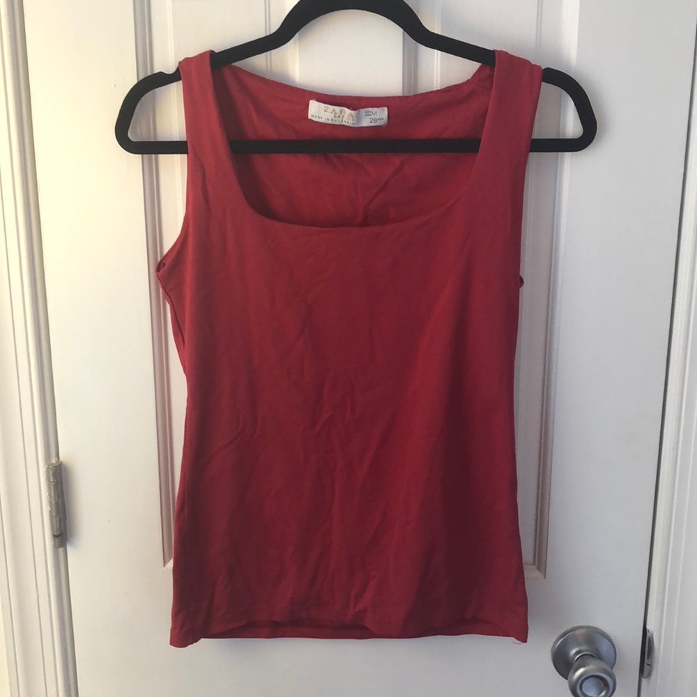 Red Zara Basics tank top